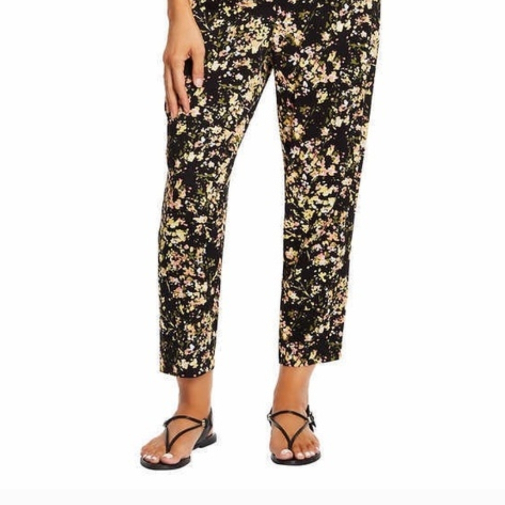 Jessica Simpson Cameren Black Floral Cropped Pull-On Pants XXL NWT